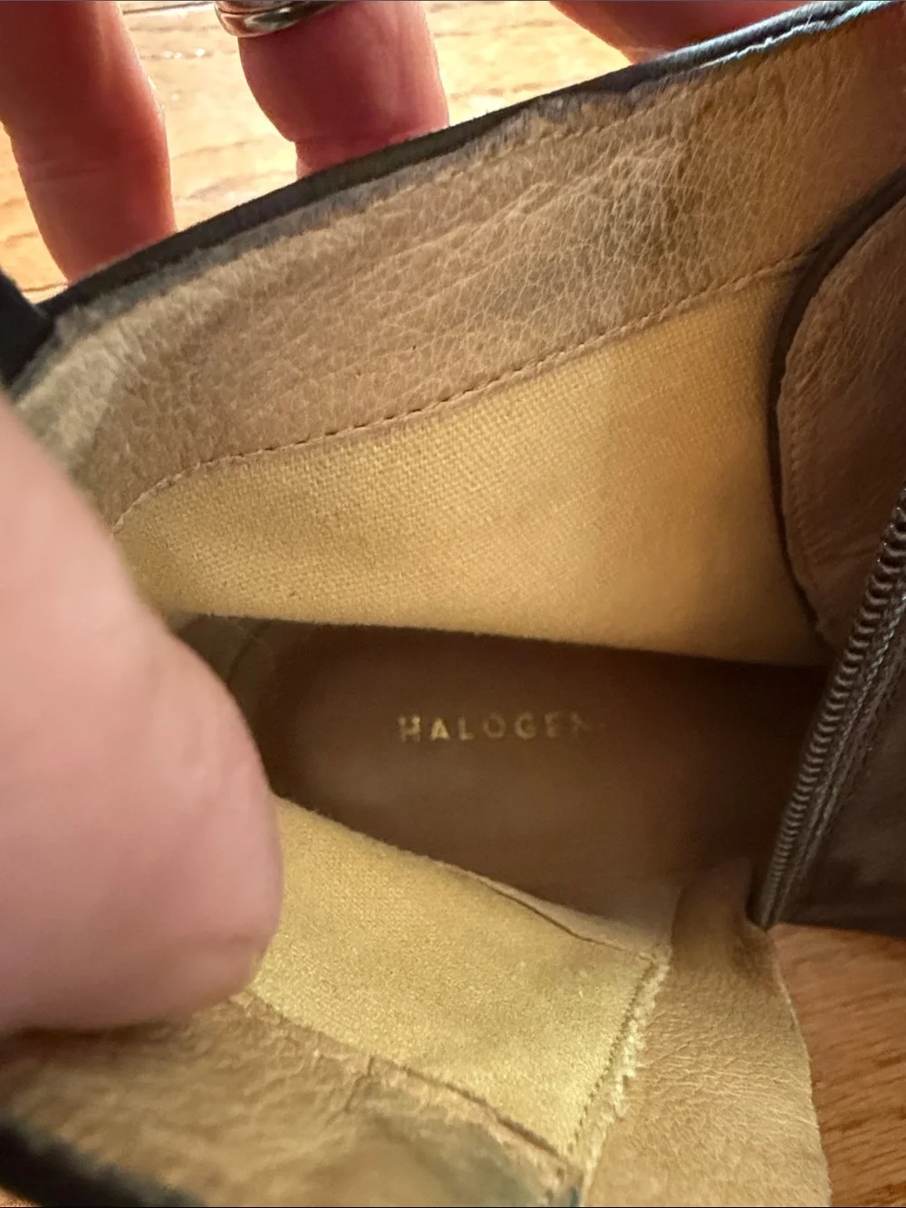 Halogen Dark Brown Buckle Stud Suede Ankle Boots